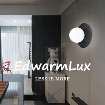 Edwarmlux 1 Light Wall Sconce, Mid Century Modern Globe Wall Sconce, Ceiling Light Fixture, Vanity Light Fixture, Indoor Wall Light for Living Room Bedroom Hallway Bathroom Entry (Matt Black)