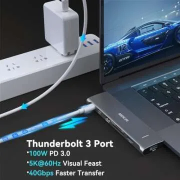 USB C Adapter for MacBook Pro 2023 2022 2021, MacBook Pro USB Adapter, 7 in 2 MacBook Pro Accessories for MacBook Pro/Air M1M2M3, Mac Dongle with 4K HDMI, 2 USB 3.0, TF/SD, USB-C 100W and Thunderbolt3