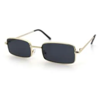 SA106 Mens Retro Vintage Narrow Rectangular Pimp Metal Sunglasses