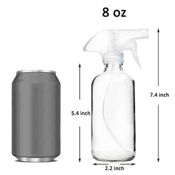 Youngever 4 Pack Empty Glass Spray Bottle, 8 Ounce Clear Glass Spray Bottle for Essential Oils with Extra Durable Trigger Sprayers