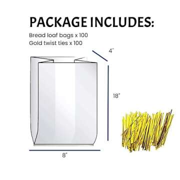 100 Clear Bread Bags with Ties - Eco-Friendly and Food Safe for Homemade Treats