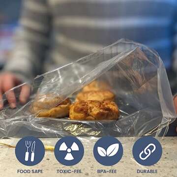 100 Clear Bread Bags - Adjustable & Reusable for Homemade Bread