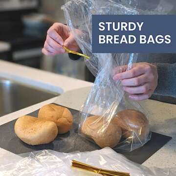 100 Clear Bread Bags - Adjustable & Reusable for Homemade Bread