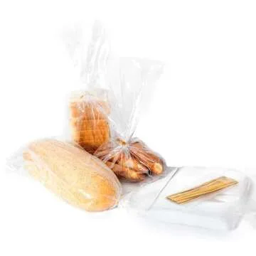 100 Clear Bread Bags - Adjustable & Reusable for Homemade Bread