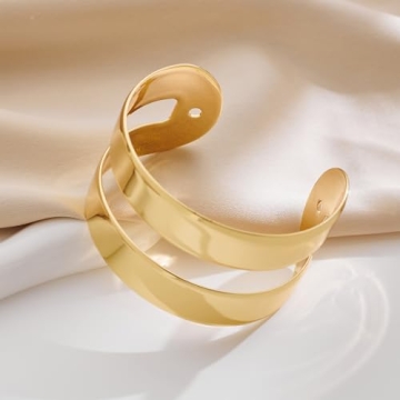 CUFELMU Gold Open Cuff Bangle Bracelet for Women