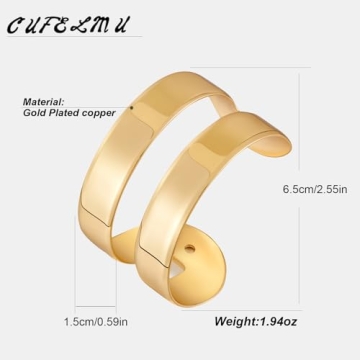 CUFELMU Gold Open Cuff Bangle Bracelet for Women