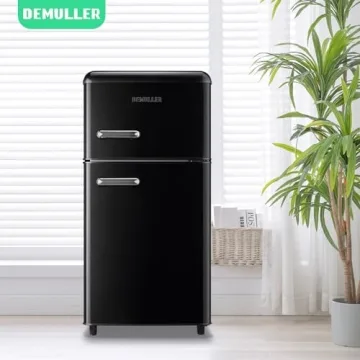 Stylish DEMULLER Black Mini Fridge for Home and Office