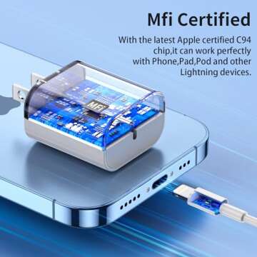 USB C Charger [MFi Certified] iPhone Charger Fast Charging 3Pack 20W Type C Wall Charger Block with ...