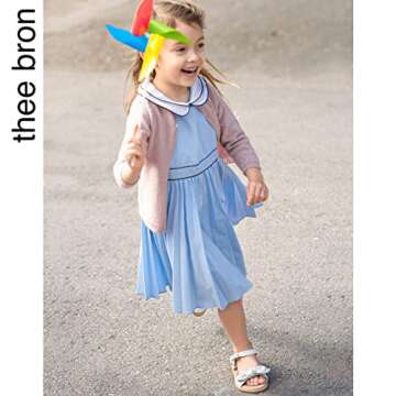 THEE BRON Toddler Girl White Flower Girl Wedding Dress Sandals Sandalias para Nias(503 White/11M)