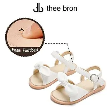 THEE BRON Toddler Girl White Flower Girl Wedding Dress Sandals Sandalias para Nias(503 White/11M)