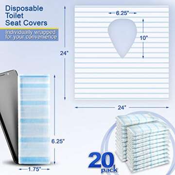 Miller Essentials 20 Extra Large Individually Wrapped Disposable Toilet Seat Covers - Water Proof Po...