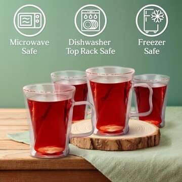 40 Oz Unique Glass teapot Set with 4 double wall insulated Cups, Tea Kettles for Stovetop With Infusers For Loose Tea, Perfect Mom Gift