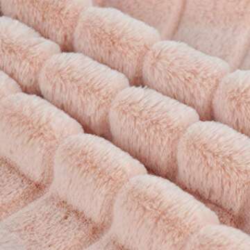 HOMRITAR Fur Throw Pillow Cover with Pom-poms, Super Soft Plush Faux Rabbit Fur Decorative Cushion Case Great for Couch Bedroom Car (18 x 18 Inch, Pink)