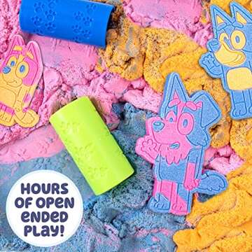 Horizon Group USA Bluey SLIMYGLOOP Slimy Sand Mold & Play Creations, 8-Piece Playset, 3 Scented Colors, Sensory Activity for Kids Ages 3, 4, 5, 6, 7, 8, Multi, Medium