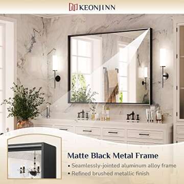 Keonjinn Black Framed Mirror for Bathroom 40 x 30 Inch Rectangular Wall Mirror for Bathroom Metal Frame Farmhouse Black Mirror for Over Sink Large Decorative Rectangle Mirror(Horizontal/Vertical)