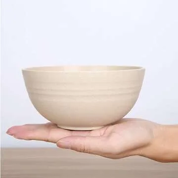 PUPOPIK Unbreakable Cereal Bowls 24 oz - Reusable Wheat Straw Bowl - Dishwasher & Microwave Safe- BPA Free - Perfect for Cereal Reusable Dinner Bowls 4 Set, Oatmeal Salad