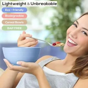 PUPOPIK Unbreakable Cereal Bowls 24 oz - Reusable Wheat Straw Bowl - Dishwasher & Microwave Safe- BPA Free - Perfect for Cereal Reusable Dinner Bowls 4 Set, Oatmeal Salad