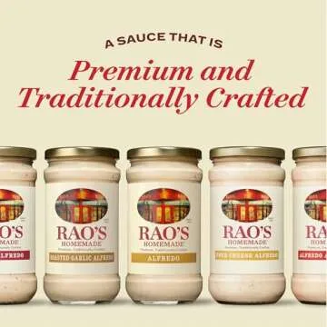Rao's Homemade Alfredo Sauce, Roasted Garlic Alfredo, 15 oz, Rich & Creamy Pasta Sauce, Carb Conscious, Keto Friendly, Premium Quality, Blend of Parmesan & Romano Cheese, Cream and Butter