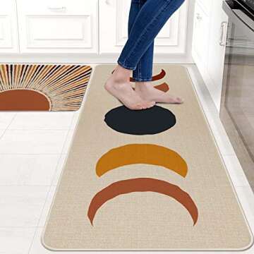 Eikunn Boho Kitchen Rugs and Mats Set of 2,Farmhouse Style Rustic Kitchen Mat for Floor, Non-Slip Washable Kitchen Sink Mats Holiday Kitchen Decor Doormat+Runner Rug