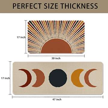 Eikunn Boho Kitchen Rugs and Mats Set of 2,Farmhouse Style Rustic Kitchen Mat for Floor, Non-Slip Washable Kitchen Sink Mats Holiday Kitchen Decor Doormat+Runner Rug