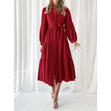 MASCOMODA Womens Fall Long Sleeve Midi Dress Stylish