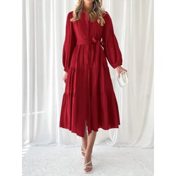 MASCOMODA Womens Fall Long Sleeve Midi Dress Stylish
