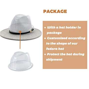 Lisianthus Women Wool Wide Brim Belt Buckle Fedora Hat Circular Belt Light Grey