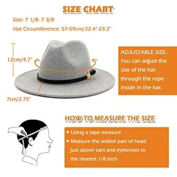 Lisianthus Women Wool Wide Brim Belt Buckle Fedora Hat Circular Belt Light Grey