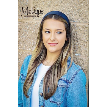 Navy Satin Hard Headband with No Teeth for Women