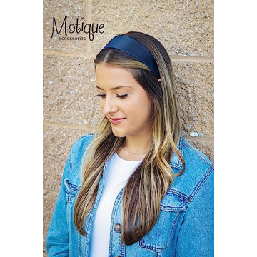 Navy Satin Hard Headband with No Teeth for Women