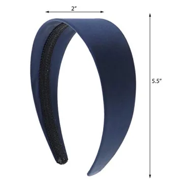 Navy Satin Hard Headband with No Teeth for Women
