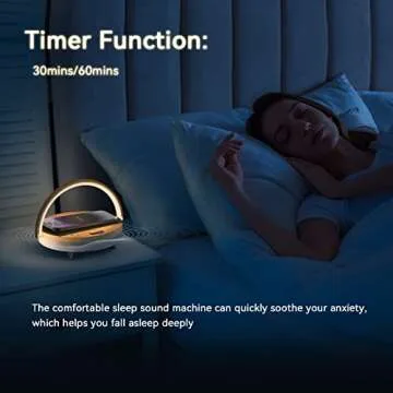 Vivilumens Bedside Lamps with Wireless Charger for Bedroom, Touch Modern 3 Level Dimmable Table Lamp with White Noise Sound Machine, Bluetooth Speaker, Birthday Gifts for Women Who Have Everything