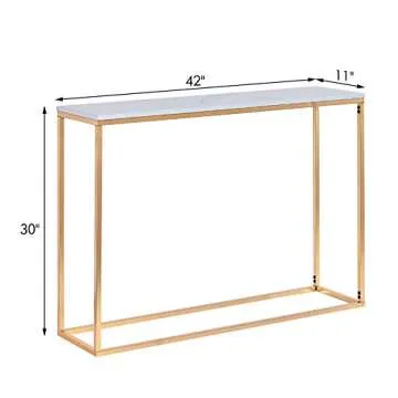 Cplxroc 42” Console Foyer Tables for Entryway, Faux Marble Entry Tables for Living Room,Entrance Gold MDF Behind Couch Sofa Table for Hallway