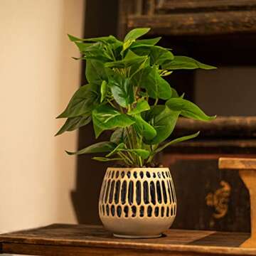 Chonsun Ceramic Planter 4 Inch Plant Pots Indoor Outdoor Succulent Plant Pot Flower Pots Mid-Century...