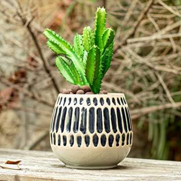 Chonsun Ceramic Planter 4 Inch Plant Pots Indoor Outdoor Succulent Plant Pot Flower Pots Mid-Century Planter Ceramic Pot