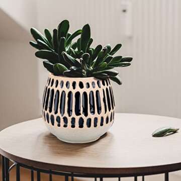 Chonsun Ceramic Planter 4 Inch Plant Pots Indoor Outdoor Succulent Plant Pot Flower Pots Mid-Century Planter Ceramic Pot