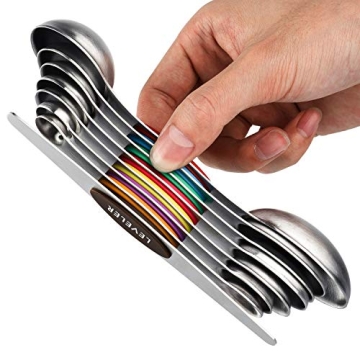 Magnetic Measuring Spoons Set of 8 - Dual Sided & Stackable
