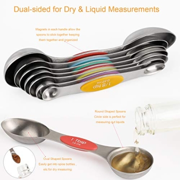 Magnetic Measuring Spoons Set of 8 - Dual Sided & Stackable