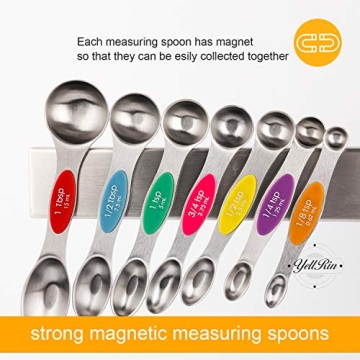 Magnetic Measuring Spoons Set of 8 - Dual Sided & Stackable