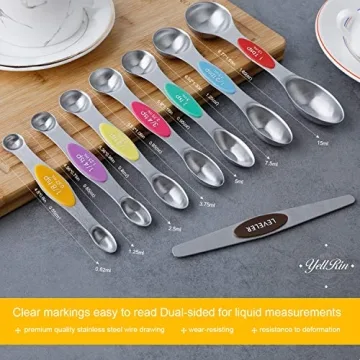 Magnetic Measuring Spoons Set of 8 - Dual Sided & Stackable