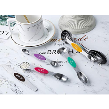 Magnetic Measuring Spoons Set of 8 - Dual Sided & Stackable