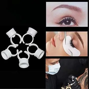 COOSKIN 100 pcs Microblading Pigment Glue Rings Tattoo Ink Holder For Eyelash Extension Rings