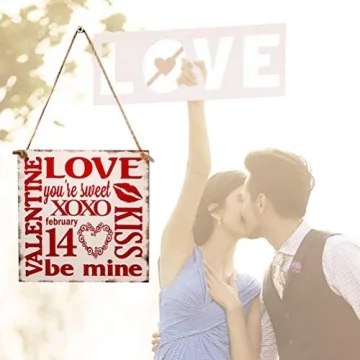 BinaryABC Valentine's Day Wooden Wall Sign Plaque
