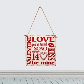BinaryABC Valentine's Day Wooden Wall Sign Plaque