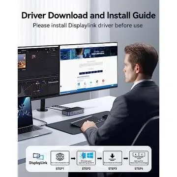 DisplayLink Laptop Docking Station Dual Monitor, USB C Dock with 120w Power, USB C Docking Station with 2 HDMI, 2 DisplayPort,2.5Gbps Ethernet,USB 3.1/3.0/2.0, SD/TF for MacBook Pro/Air/Dell/HP/Lenovo