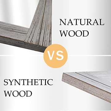 EMAISON 12 x 16 in Wall Decorative Mirror, Rustic Wood Frame Rectangular Mirror with Hanging Rope for Entryway, Bedroom, Guest Bathroom, Living Room, Bedroom - Grey