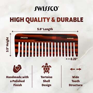 Swissco Tortoise Wet Comb Wide Tooth, brown, 1 ea, (SG_B000TUFLIC_US)