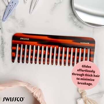 Swissco Tortoise Wet Comb Wide Tooth, brown, 1 ea, (SG_B000TUFLIC_US)