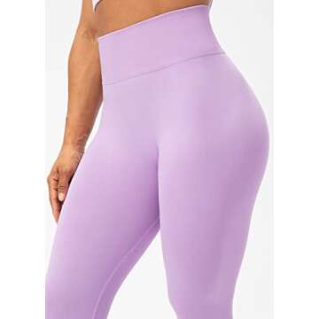 Lavento Women's Scrunch Butt Lifting Seamless Leggings - Tummy Control Yoga Workout Legging (#7 Lavender Lilac, 4)