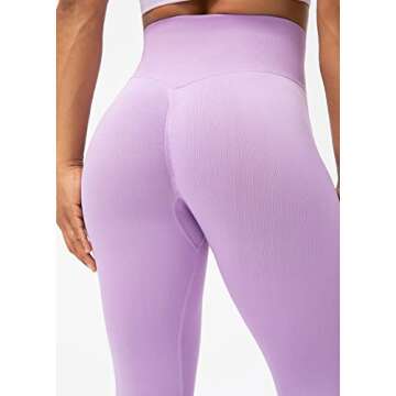 Lavento Women's Scrunch Butt Lifting Seamless Leggings - Tummy Control Yoga Workout Legging (#7 Lavender Lilac, 4)